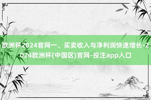 欧洲杯2024官网一、买卖收入与净利润快速增长-2024欧洲杯(中国区)官网-投注app入口