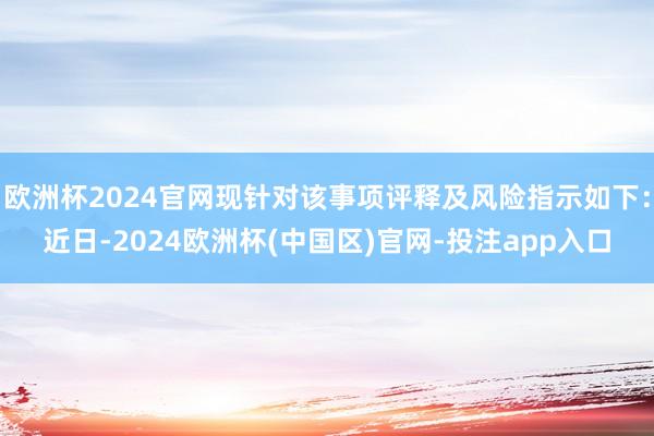 欧洲杯2024官网现针对该事项评释及风险指示如下：近日-2024欧洲杯(中国区)官网-投注app入口