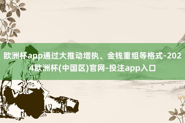 欧洲杯app通过大推动增执、金钱重组等格式-2024欧洲杯(中国区)官网-投注app入口