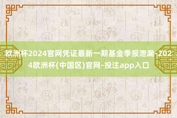 欧洲杯2024官网凭证最新一期基金季报泄漏-2024欧洲杯(中国区)官网-投注app入口