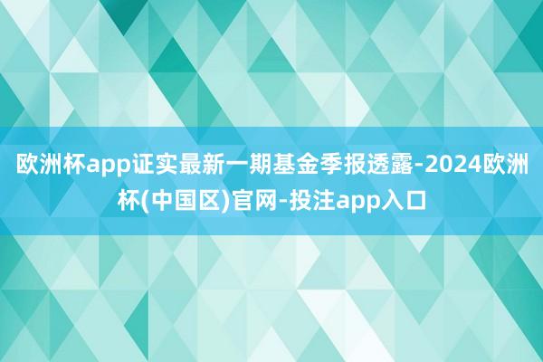 欧洲杯app证实最新一期基金季报透露-2024欧洲杯(中国区)官网-投注app入口