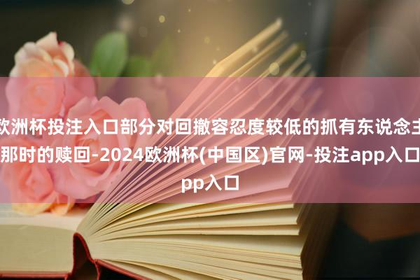 欧洲杯投注入口部分对回撤容忍度较低的抓有东说念主那时的赎回-2024欧洲杯(中国区)官网-投注app入口