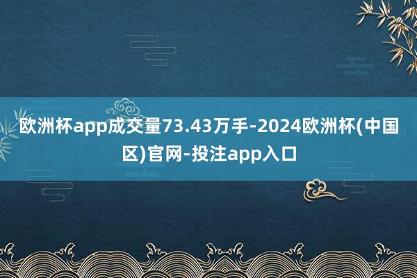 欧洲杯app成交量73.43万手-2024欧洲杯(中国区)官网-投注app入口