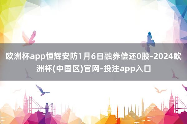 欧洲杯app恒辉安防1月6日融券偿还0股-2024欧洲杯(中国区)官网-投注app入口