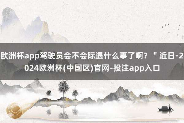 欧洲杯app驾驶员会不会际遇什么事了啊？＂近日-2024欧洲杯(中国区)官网-投注app入口