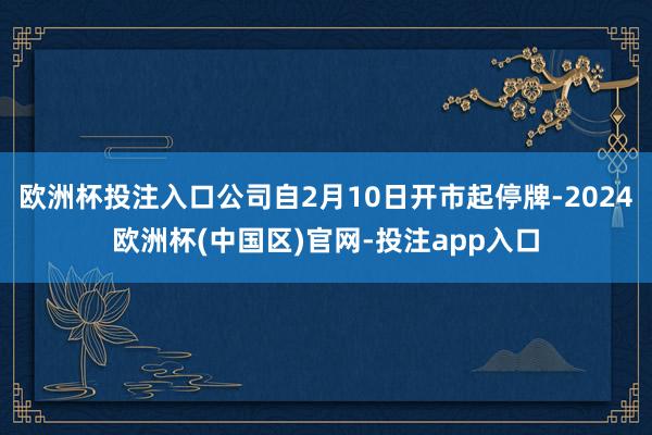 欧洲杯投注入口公司自2月10日开市起停牌-2024欧洲杯(中国区)官网-投注app入口